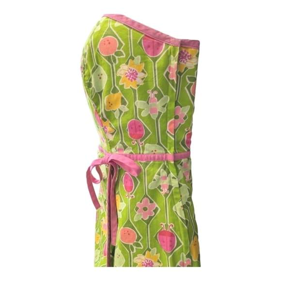 Lilly Pulitzer strapless wrap floral pink green dress size 0 - Picture 4 of 9